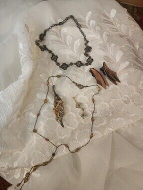 Golden Autumn: Vintage Jewelry Set, Necklaces, Earrings, Brooch